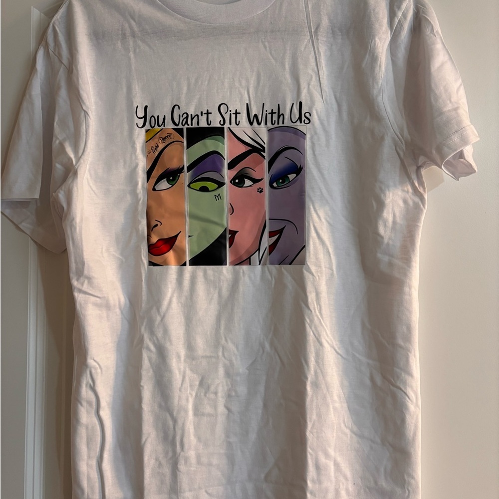 White Graphic T-Shirt with Disney Villains